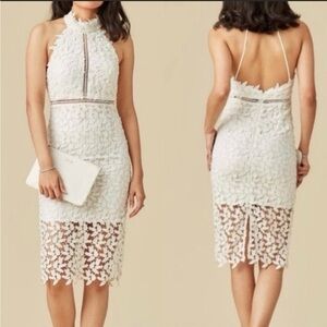 Bardot White Sheath Halter Midi Dress